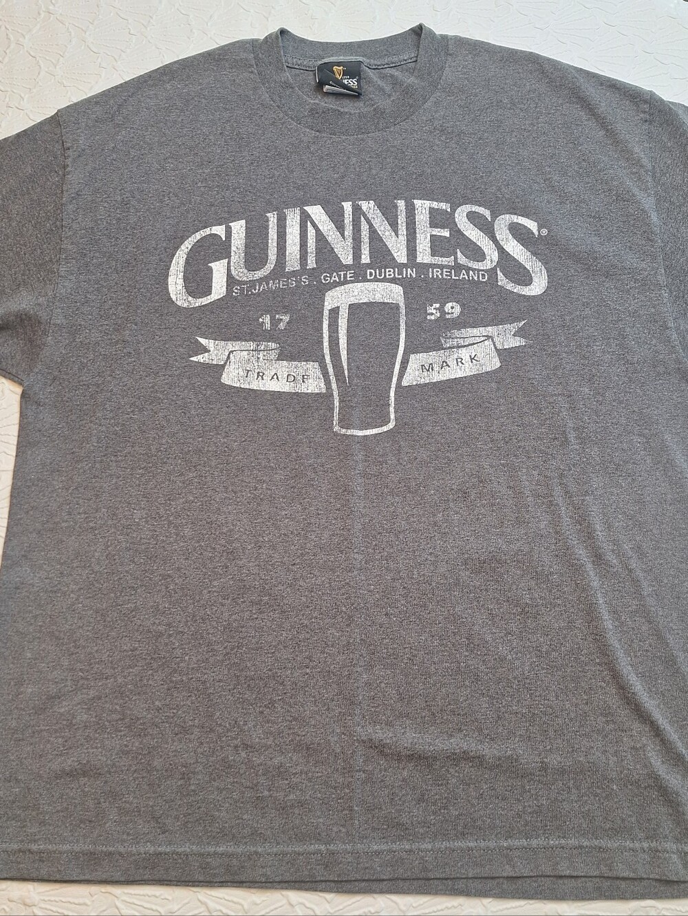 Guinness Dublin Ireland Beer Glass Logo T-Shirt Grey 2XL